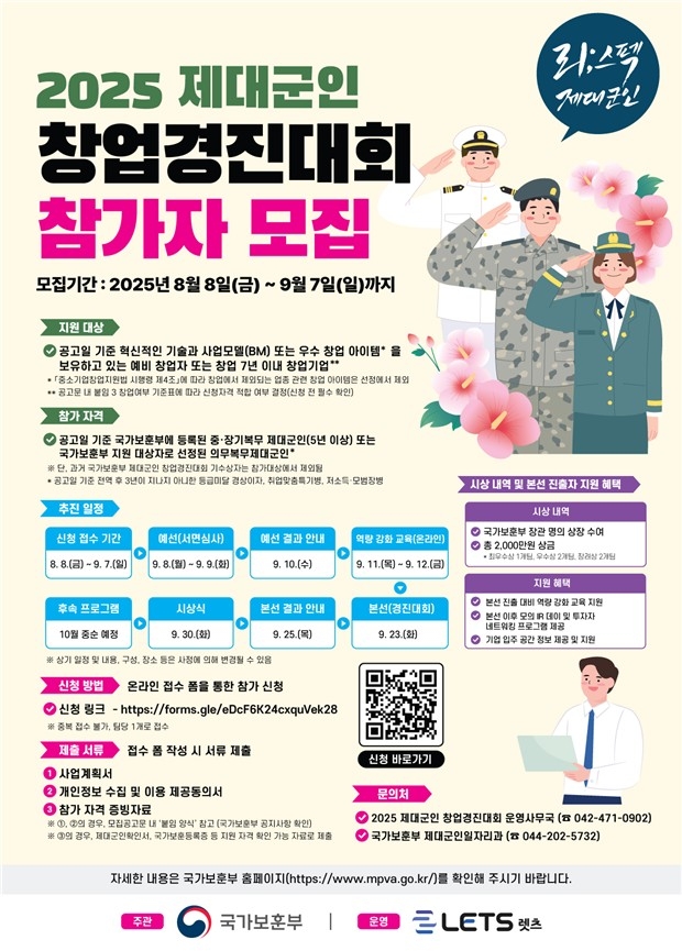 2025년 제대군인 창업 경진대회 [보훈부 제공. 재판매 및 DB 금지]