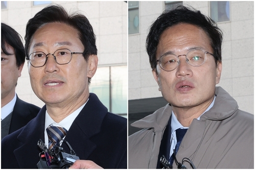 결심 공판 출석하는 더불어민주당 박범계(왼쪽), 박주민 의원 (서울=연합뉴스) 이진욱 기자 = 국회 