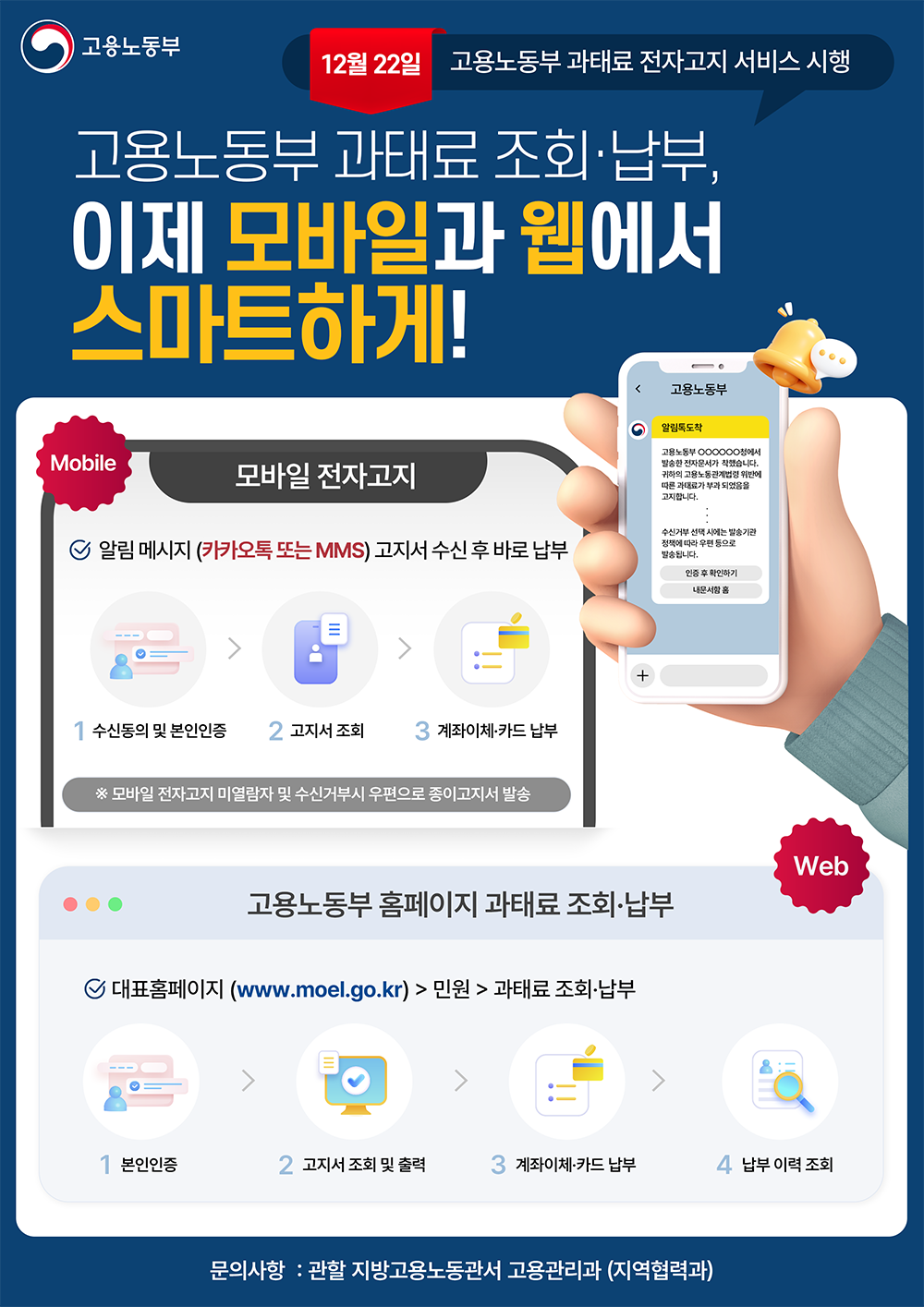 고용부 과태료, 카톡·문자로 조회 후...