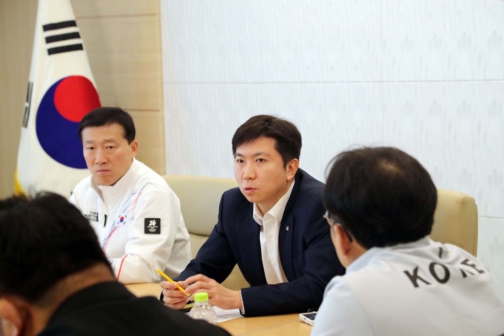 선수촌을 방문한 유승민 대한체육회장 [대한체육회 제공. 재판매 및 DB 금지]