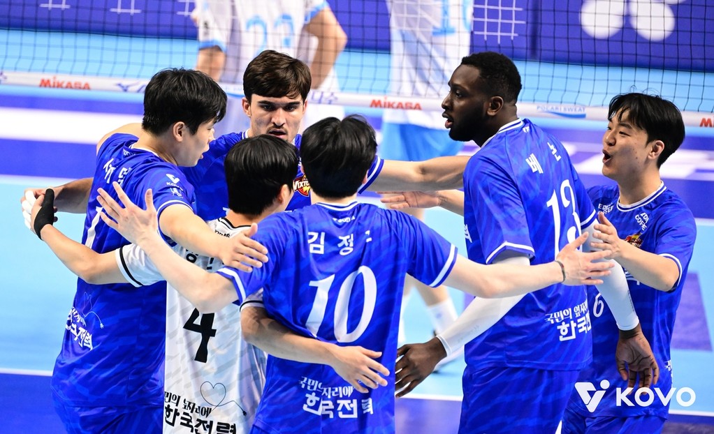 득점 후 기뻐하는 한국전력 선수들 [한국배구연맹 제공. 재판매 및 DB 금지]