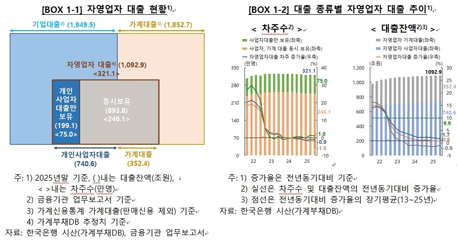 자영업자 대출 현황 [한국은행 제공. 재판매 및 DB 금지]