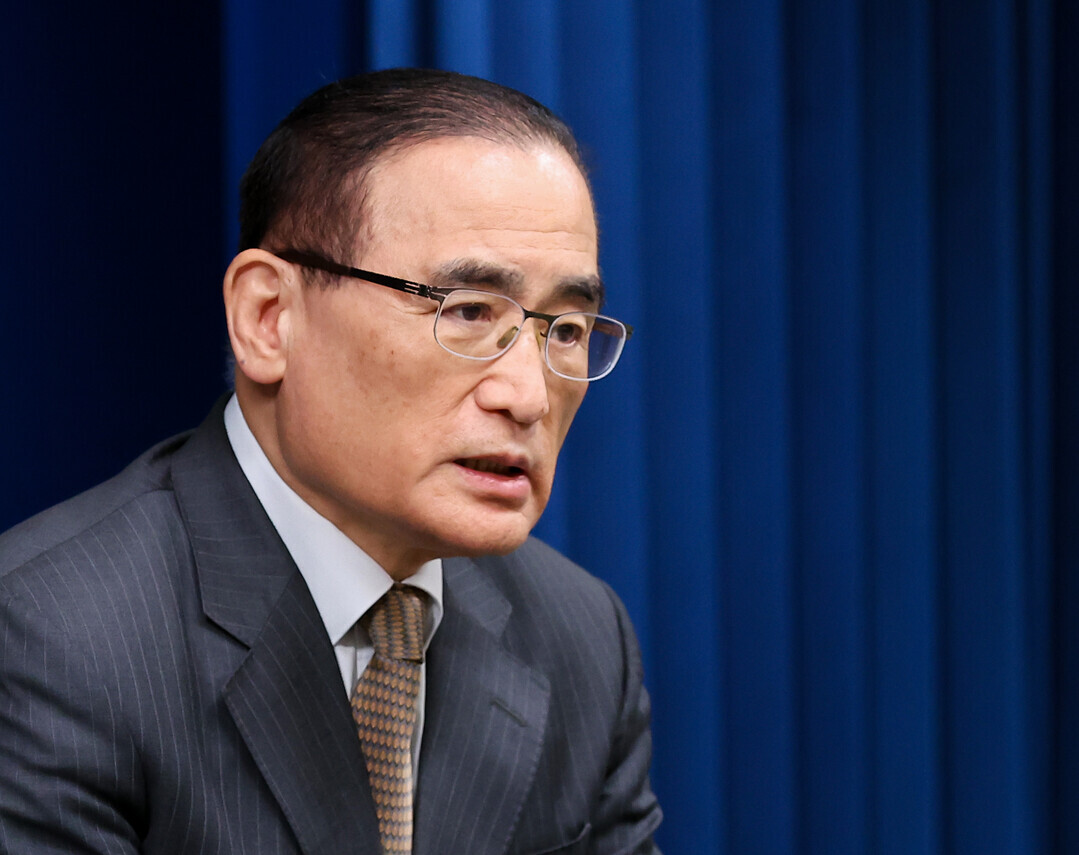 위성락 국가안보실장이 24일 용산 대통령실에서 이재명 대통령 아세안 순방 및 APEC 정상회의 일정 관련 브리핑을 하고 있다. 2025.10.24